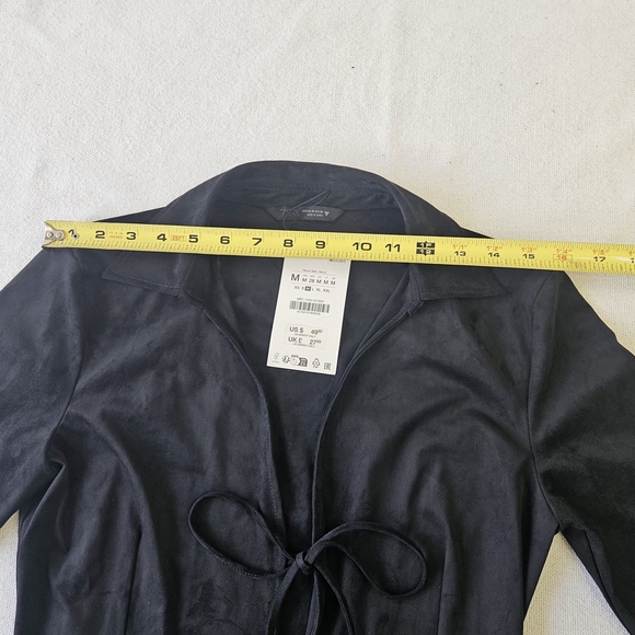 Zara Women Black Collared Long Sleeve Viscose Blazer Drawstring 90s Size M - Picture 5 of 10